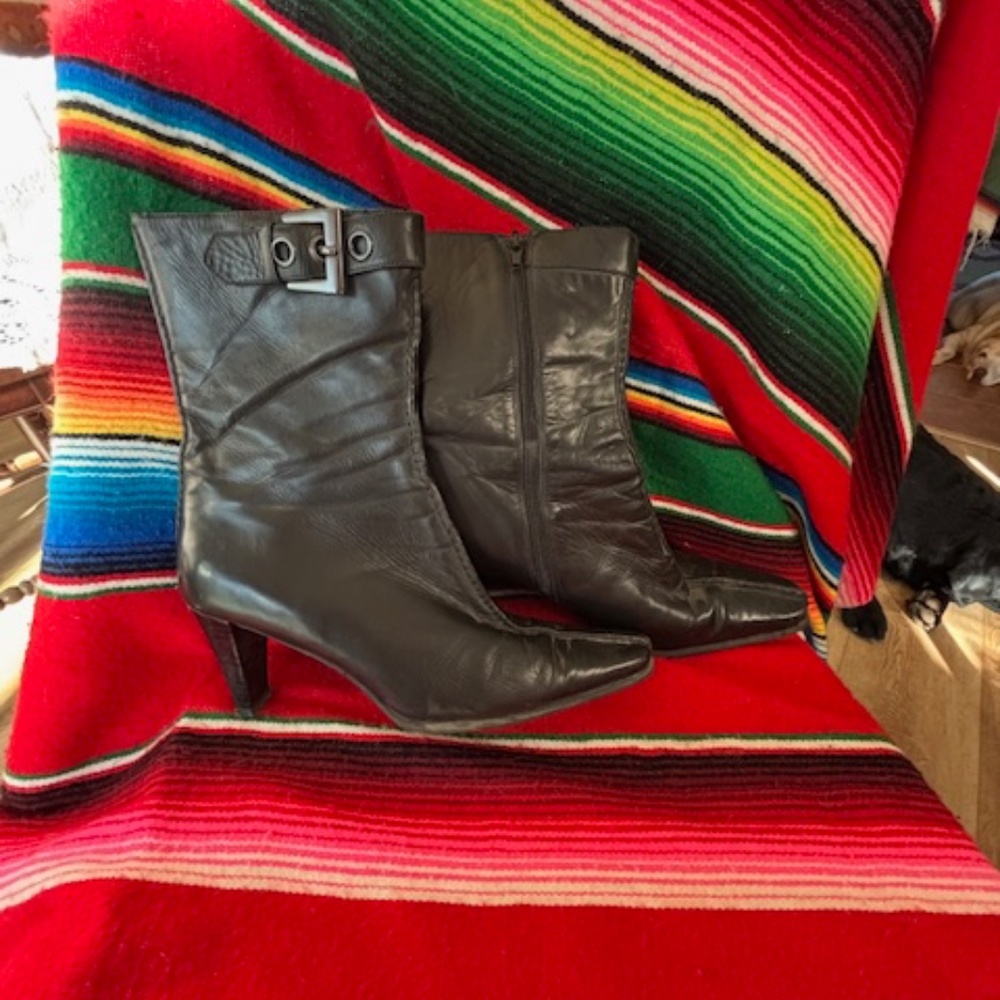 Franco Sarto Boots -upper buckle 8-1/2- Black leather